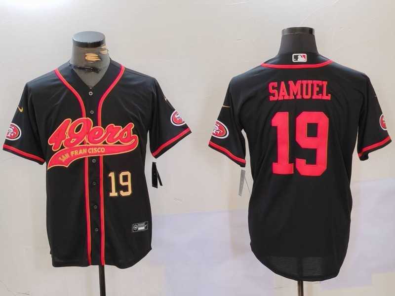 Mens San Francisco 49ers#19 Deebo Samuel Black With Patch Cool Base Stitched Baseball Jerseys